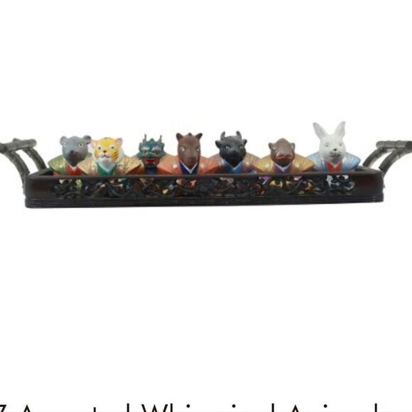 Antique Japanese Handmade 7God of Fortune Animal Samurai Set OOAK